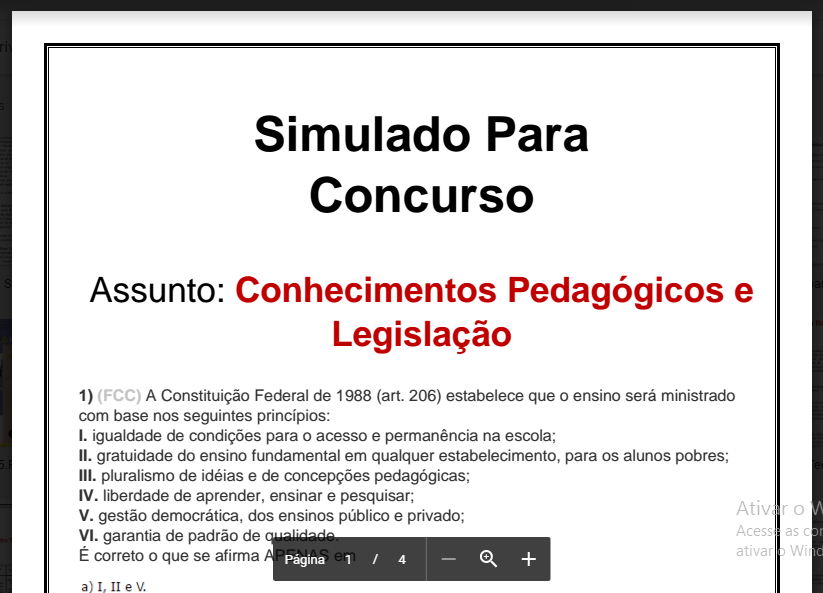 Simulado Conhecimentos Pedagógicos E Legislação Questões Concurso Pedagogia 0148