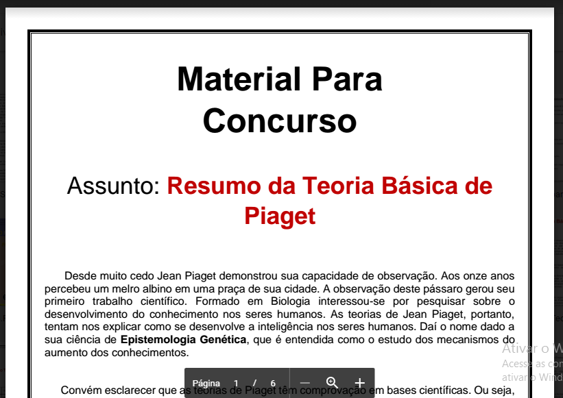 Material Para Concurso Resumo da Teoria B sica de Piaget